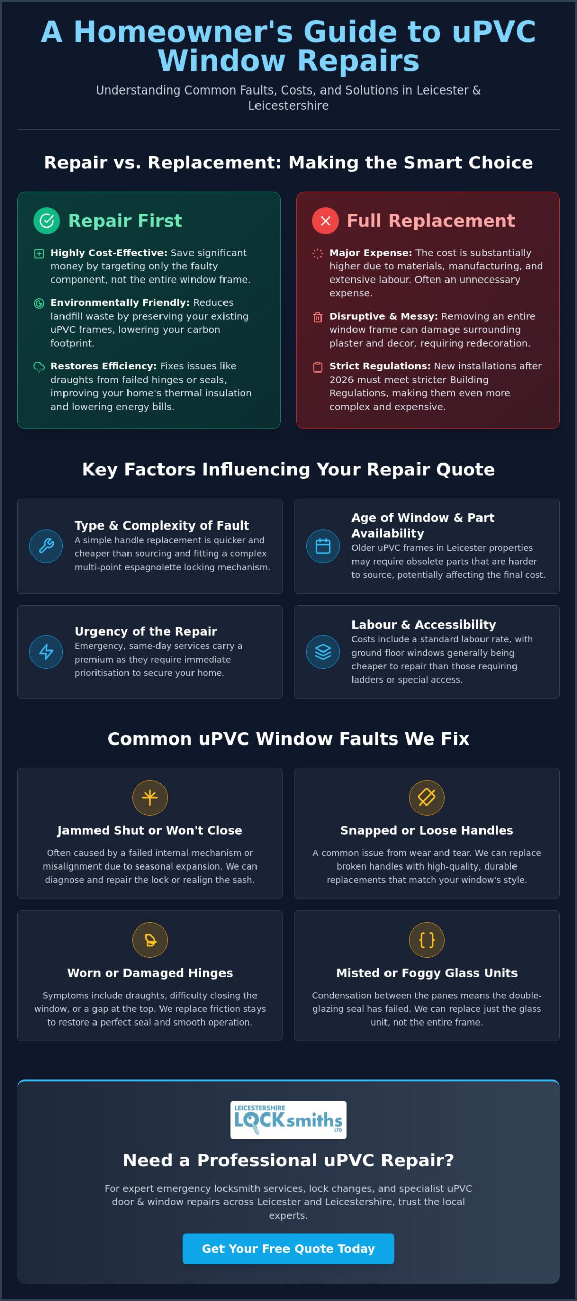 UPVC Window Repair Cost Leicester: 2026 Price Factors & Service Guide