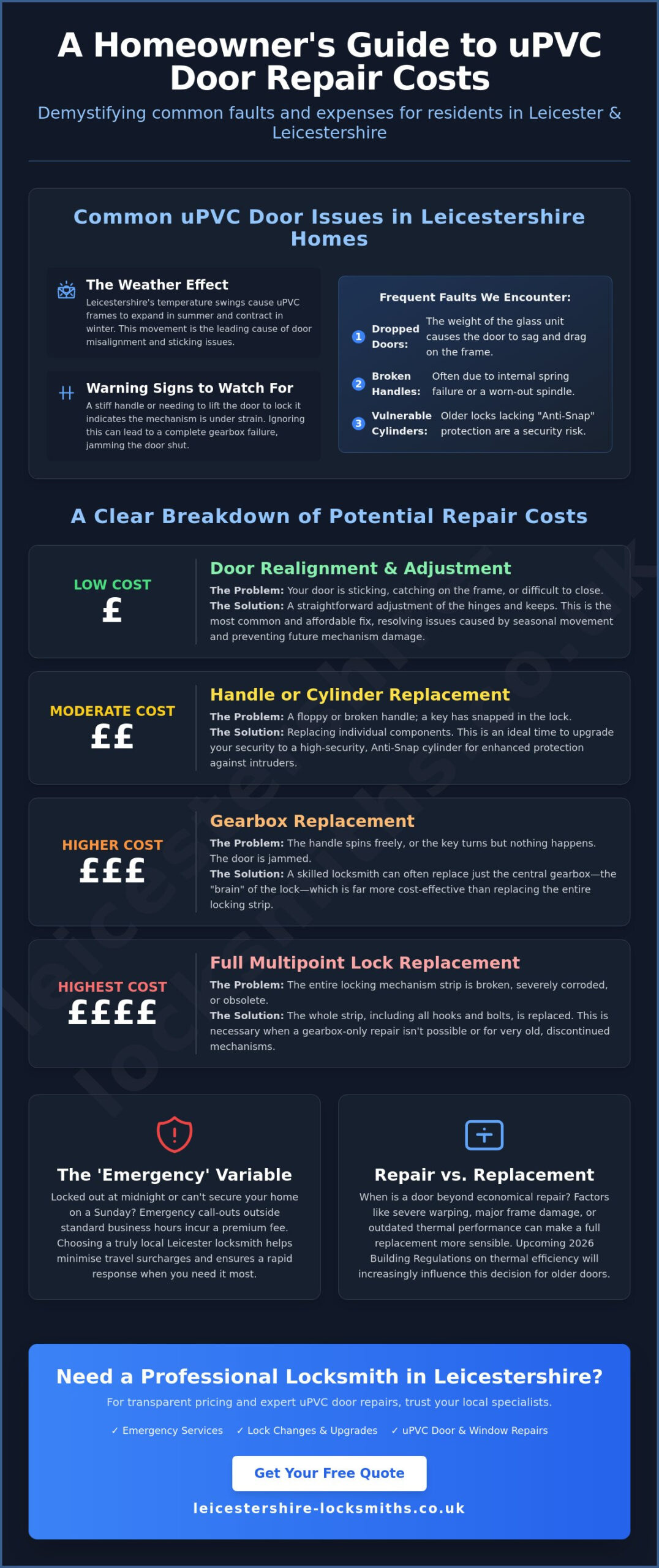 UPVC Door Repair Cost Leicester: 2026 Price Guide & Expert Breakdown